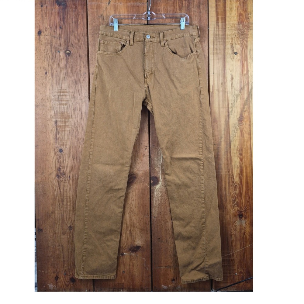 Levis 505 Regular Fit Straight Leg Jeans Tan Brown 34x36 Men's